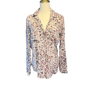Bella Dahl Brown/Tan Animal Print High/Low Women's Button Down.  Size Small